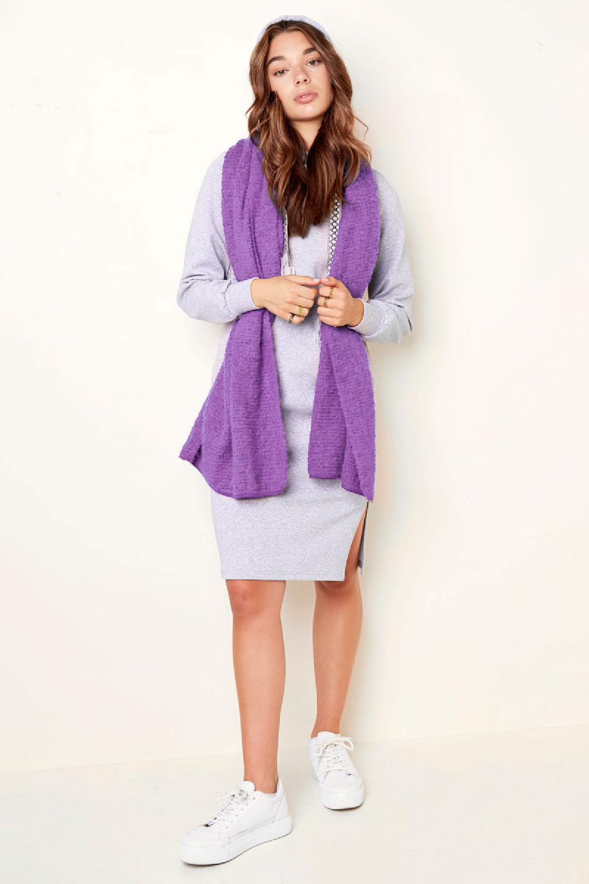 Sciarpa invernale con motivo a rilievo viola Purple Polyester h5 Immagine4